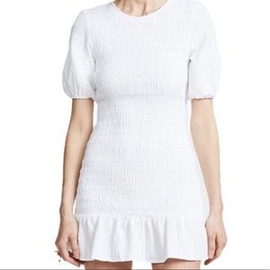 White smock puff sleeve dress